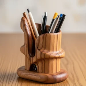Artisan Crafted Wooden Pen Holder Univez