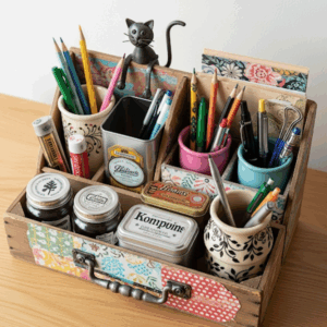 The "Curious Cat" Woodland Desk Organizer Univez